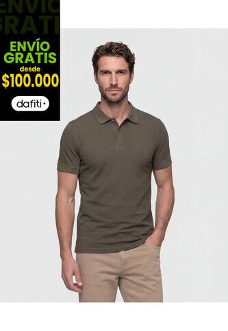 Polo Unicolor Texturizada   Para Hombre Verde Patprimo Patprimo