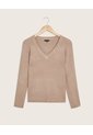 Saco Tejido Cuello En V   Para Mujer Beige Patprimo de Patprimo