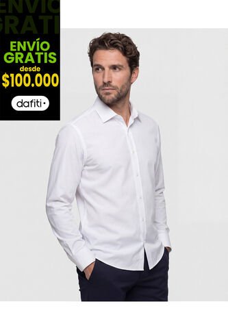 Camisa Non Iron Manga Larga Sin Bolsillo  Para Hombre Blanco Patprimo Patprimo