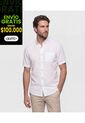 Camisa  Manga Corta Con Cuello Button Down  Para Hombre Blanco Patprimo de Patprimo