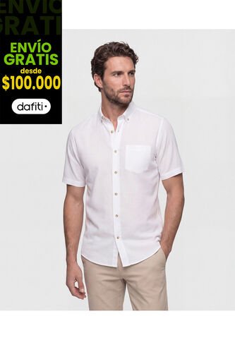 Camisa  Manga Corta Con Cuello Button Down  Para Hombre Blanco Patprimo Patprimo