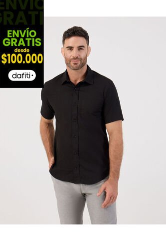 Camisa Casual De Manga Corta   Para Hombre Negro Patprimo Patprimo