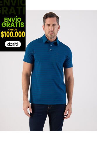 Polo De Rayas Con Bolsillo   Para Hombre Azul Patprimo Patprimo