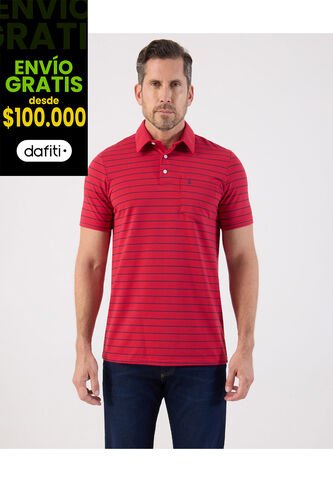 Polo De Rayas Con Bolsillo   Para Hombre Rojo Patprimo Patprimo