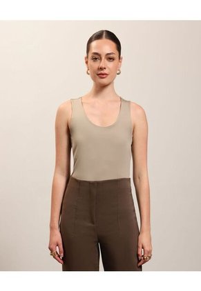 Camiseta Básico Escote Redondo   Para Mujer Café Patprimo