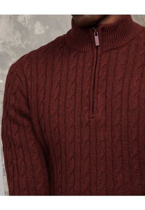 Saco Para Hombre Cuello Alto O Cuello Tortuga Color Vino Marca Patprimo #44330202