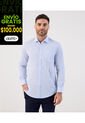 Camisa De Rayas Manga Larga   Para Hombre Azul Patprimo de Patprimo