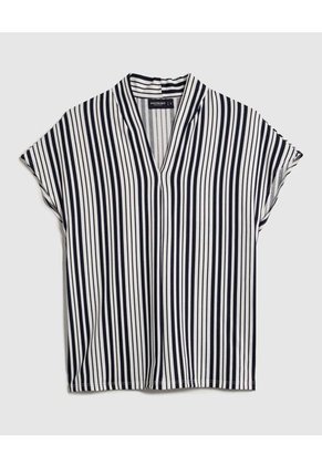 Camiseta Para Mujer Manga Corta Cuello V Color Azul Oscuro Marca Patprimo #30093692