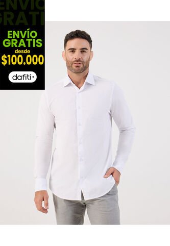 Camisa Formal De Manga Larga   Para Hombre Blanco Patprimo Patprimo