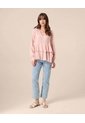 Blusa Con Ruedos Escalonados Para Mujer  Para Mujer Rosado Patprimo de Patprimo