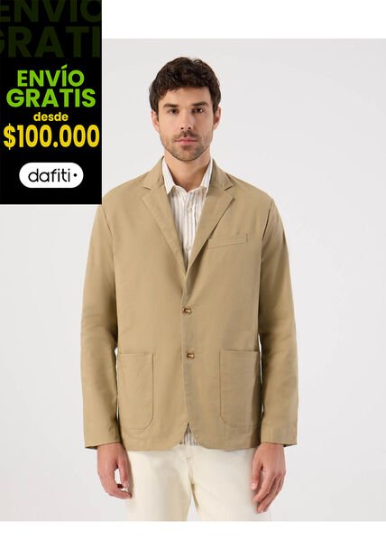 Blazer Con Bolsillos   Para Hombre Beige Patprimo