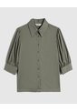 Camisa Camisera Con Mangas Recogidas Para Mujer  Para Mujer Verde Patprimo de Patprimo
