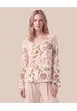 Blusa Escote En V Con Botón Para Mujer  Para Mujer Rosado Patprimo de Patprimo