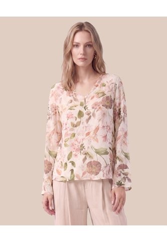 Blusa Escote En V Con Botón Para Mujer  Para Mujer Rosado Patprimo Patprimo