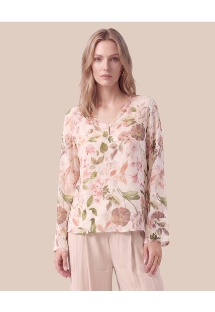 Blusa Escote En V Con Botón Para Mujer  Para Mujer Rosado Patprimo