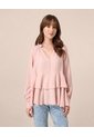 Blusa Con Ruedos Escalonados Para Mujer  Para Mujer Rosado Patprimo de Patprimo
