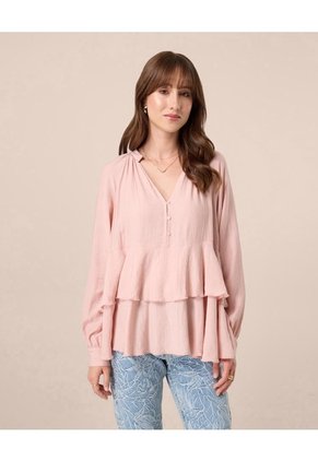 Blusa Con Ruedos Escalonados Para Mujer Para Mujer Rosado Patprimo