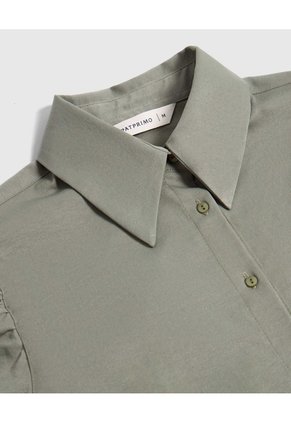 Camisa Camisera Con Mangas Recogidas Para Mujer  Para Mujer Verde Patprimo