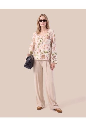 Blusa Escote En V Con Botón Para Mujer  Para Mujer Rosado Patprimo