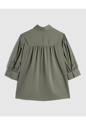 Camisa Camisera Con Mangas Recogidas Para Mujer  Para Mujer Verde Patprimo