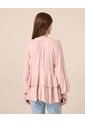 Blusa Con Ruedos Escalonados Para Mujer  Para Mujer Rosado Patprimo de Patprimo