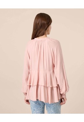 Blusa Con Ruedos Escalonados Para Mujer Para Mujer Rosado Patprimo