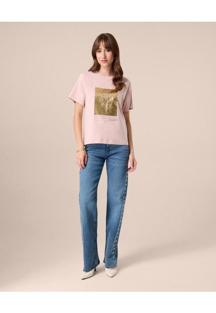 Camiseta De Cuello Redondo Para Mujer  Para Mujer Rosado Patprimo