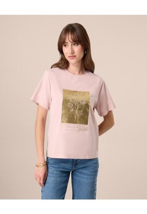 Camiseta De Cuello Redondo Para Mujer Para Mujer Rosado Patprimo