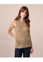 Camiseta Tejida En Punto Calado Para Mujer  Para Mujer Café Patprimo de Patprimo