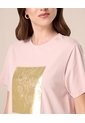 Camiseta De Cuello Redondo Para Mujer  Para Mujer Rosado Patprimo de Patprimo