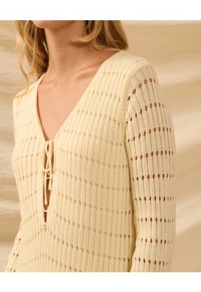 Vestido Largo Tejido Con Calados Para Mujer Para Mujer Amarillo Patprimo