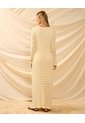 Vestido Largo Tejido Con Calados Para Mujer  Para Mujer Amarillo Patprimo de Patprimo