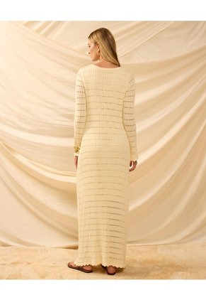 Vestido Largo Tejido Con Calados Para Mujer Para Mujer Amarillo Patprimo