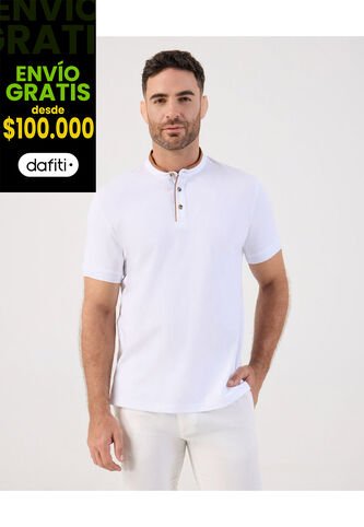 Polo Cuello Neru Slim Fit   Para Hombre Blanco Patprimo Patprimo