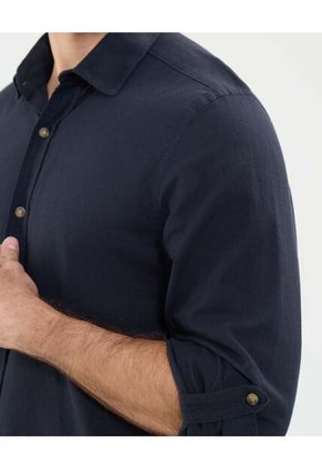 Camisa Para Hombre Manga Larga Con Bolsillo Cuello Casual M Color Azul Oscuro Marca Patprimo #44013093