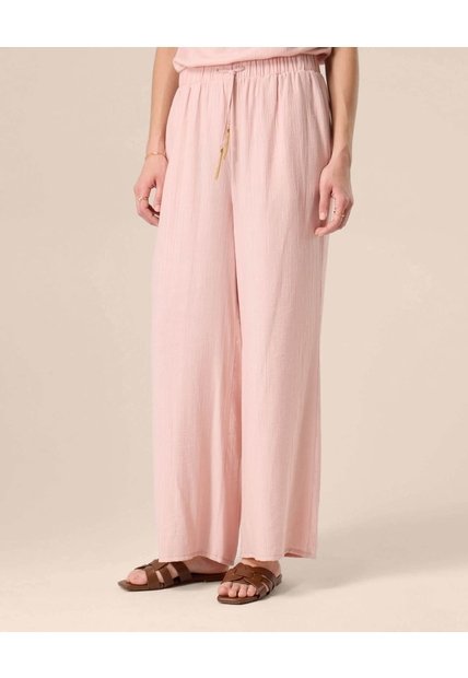 Pantalón Fluido De Silueta Amplia Para Mujer  Para Mujer Rosado Patprimo
