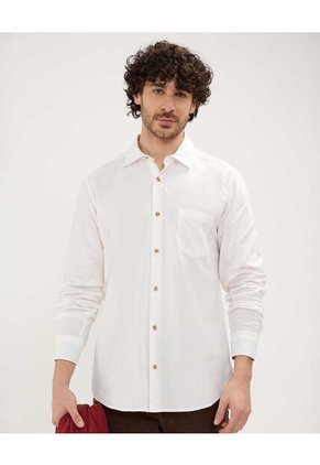Camisa Para Hombre Manga Larga Con Bolsillo Color Crema Marca Patprimo #44013052