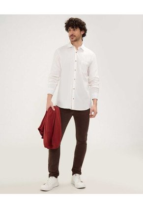 Camisa Para Hombre Manga Larga Con Bolsillo Color Crema Marca Patprimo #44013052