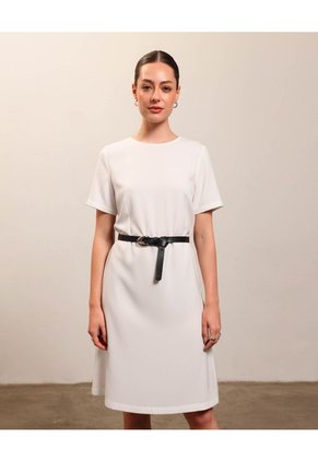 Vestido Midi De Corte Recto Para Mujer  Para Mujer Blanco Patprimo