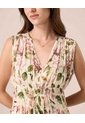 Vestido Midi Con Cintura Nido De Abeja Para Mujer  Para Mujer Crema Patprimo de Patprimo