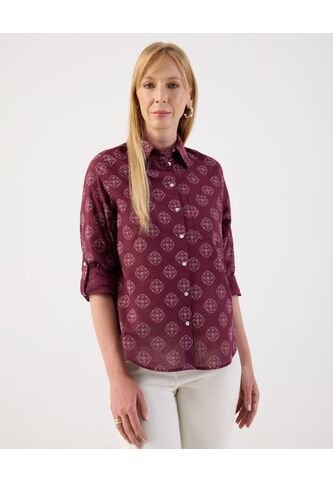 Camisa  Para Mujer Manga Larga Color Vino Marca Patprimo #30010762 Patprimo