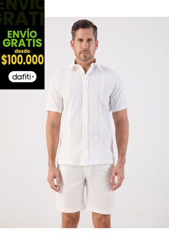 Camisa Guayabera Manga Corta   Para Hombre Blanco Patprimo Patprimo