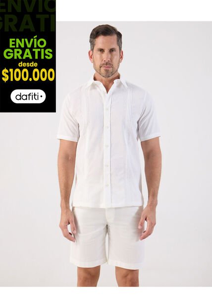 Camisa Guayabera Manga Corta   Para Hombre Blanco Patprimo