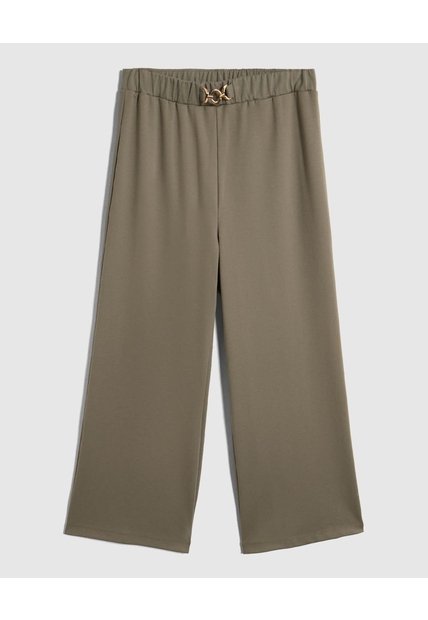 Pantalón Wide Leg Con Herraje Para Mujer Curvy  Para Mujer Verde Patprimo