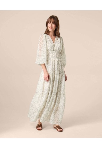 Vestido Largo Con Cintura Enresortada Para Mujer  Para Mujer Verde Patprimo