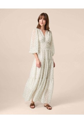 Vestido Largo Con Cintura Enresortada Para Mujer Para Mujer Verde Patprimo