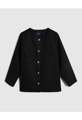 Chaqueta Unicolor Con Botones Para Mujer Curvy Para Mujer Negro Patprimo