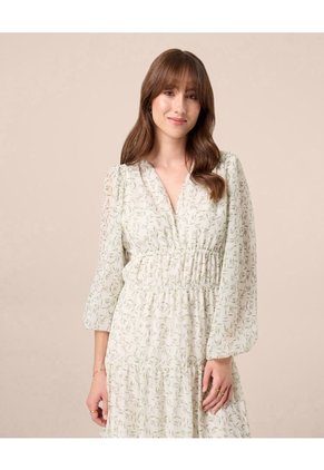 Vestido Largo Con Cintura Enresortada Para Mujer Para Mujer Verde Patprimo