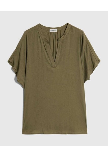 Blusa Escote En V Con Manga Corta Para Mujer Curvy  Para Mujer Verde Patprimo