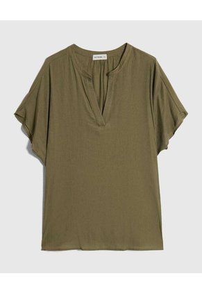 Blusa Escote En V Con Manga Corta Para Mujer Curvy Para Mujer Verde Patprimo